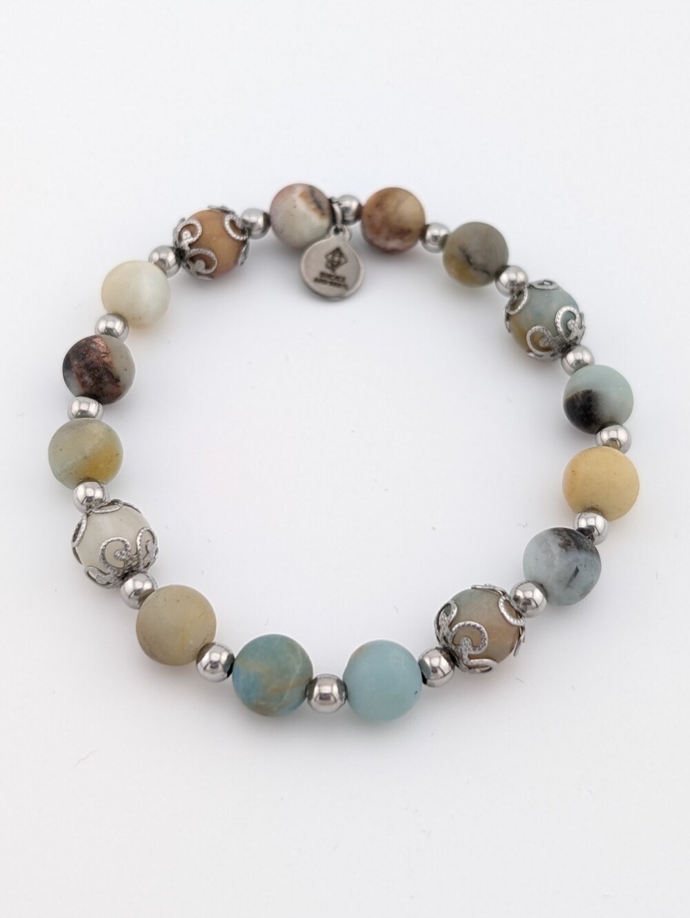 Amazonite Silver Accent Bracelet - Artisan Jewelry - D078 - Picture 2 of 5